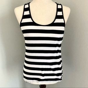 Zoey & Beth Black and White Striped Racerback Tank Top